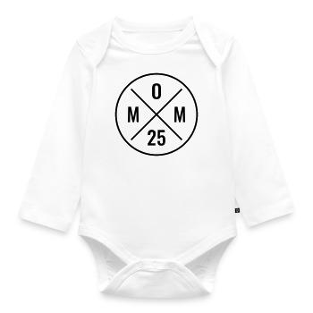 Mom 25 - Baby Ankündigung - Muttertag - Mama 2025 - Baby Bio-Langarm-Body - Weiß - Vorne