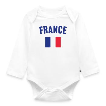 France Flag - Organic Longsleeve Baby Bodysuit - white - Front