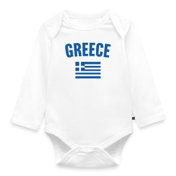 Greece Flag - Organic Longsleeve Baby Bodysuit - white - Front