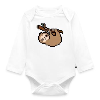 Niedliches Pixel Faultier - Baby Bio-Langarm-Body - Weiß - Vorne