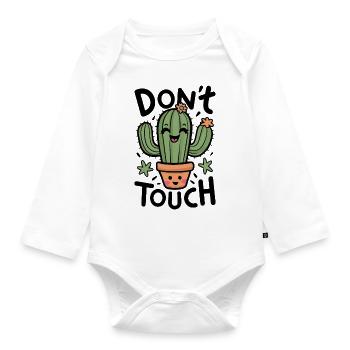 Don't touch - Organic Longsleeve Baby Bodysuit - white - Front