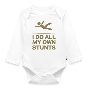 Stick Figure Saying I Make All My Own - Organic Longsleeve Baby Bodysuit - white - Front