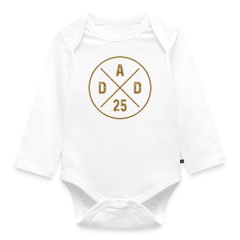 Papa 25 Grunge Bébé Fête des Pères Papa 2025 Cadeau - Body Bébé bio manches longues - blanc - Devant