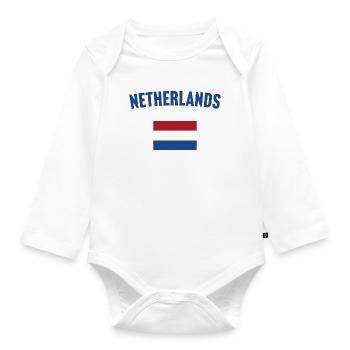 Netherlands Flag - Organic Longsleeve Baby Bodysuit - white - Front