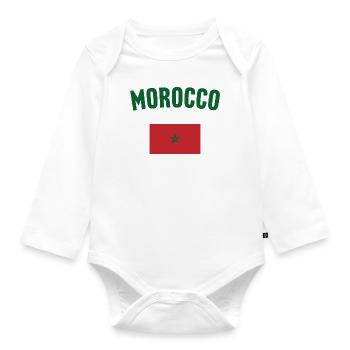 Morocco Flag - Organic Longsleeve Baby Bodysuit - white - Front