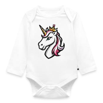 Einhorn Krone - Baby Bio-Langarm-Body - Weiß - Vorne