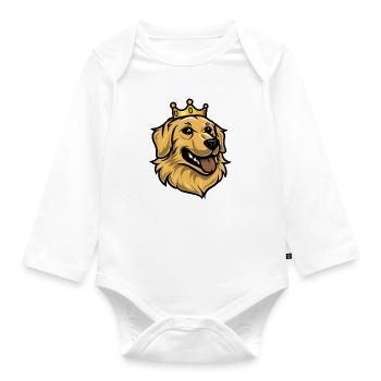 Golden Retriever Dog Crown - Organic Longsleeve Baby Bodysuit - white - Front