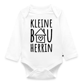 Kleine Bauherrin (Farbwechsel / Farbe änderbar) - Baby Bio-Langarm-Body - Weiß - Vorne
