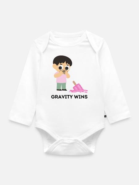 gravity wins - Baby Bio-Langarm-Body - Weiß