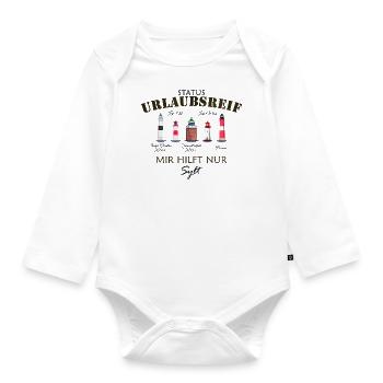 Sylt, Status Urlaubsreif, Deutsche Nordsee - Baby Bio-Langarm-Body - Weiß - Vorne
