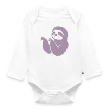 Cool Sloth Silhouette Portrait Face Head - Organic Longsleeve Baby Bodysuit - white - Front