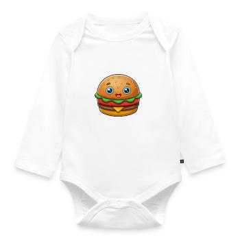 In the burger is the minced hamburger / cheeseburger - Organic Longsleeve Baby Bodysuit - white - Front