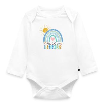 Hello Little Bro - Organic Longsleeve Baby Bodysuit - white - Front