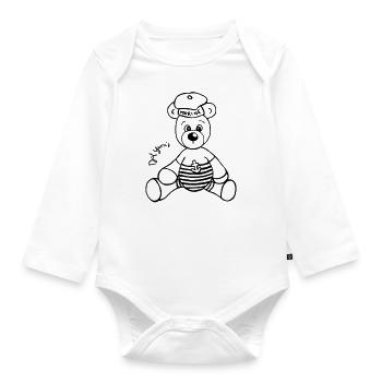 Teddy See Meer Kinder Baby Shirt kreativ Textilmar - Baby Bio-Langarm-Body - Weiß - Vorne