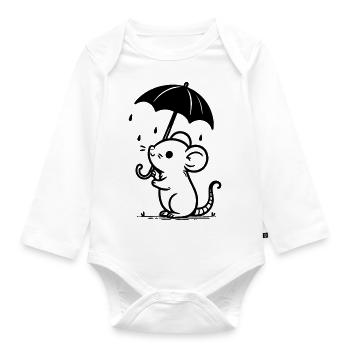 Mouse - Organic Longsleeve Baby Bodysuit - white - Front
