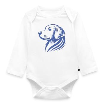 Golden Retriever Head Silhouette Minimalist - Organic Longsleeve Baby Bodysuit - white - Front