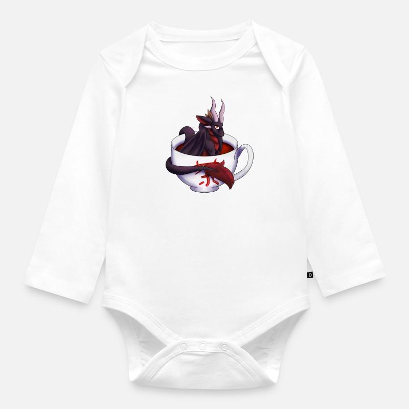 Schwarzer Tee Drache - Baby Bio-Langarm-Body - Weiß