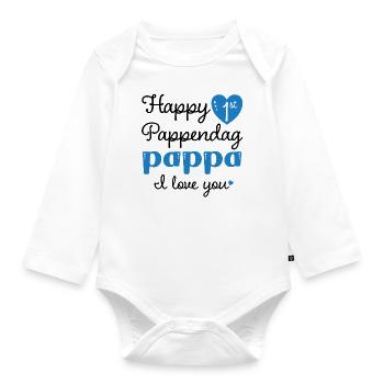 Happy 1st Pappendag Pappa - Organic Longsleeve Baby Bodysuit - white - Front