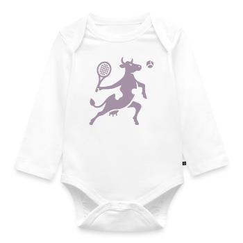 Cow Tennis Tennis Player Silhouette Minimalist - Organic Longsleeve Baby Bodysuit - white - Front