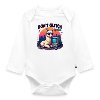 Don’t Glitch my Vibe - Alpaga Retro Gaming - Body Bébé bio manches longues - blanc - Devant