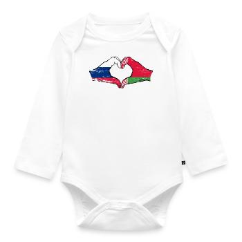 Russland Belarus Flagge Hände Herzform used - Baby Bio-Langarm-Body - Weiß - Vorne
