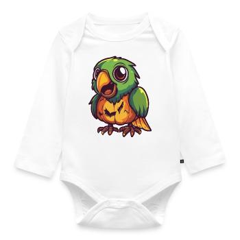 Papagai Halloween Zombie - Baby Bio-Langarm-Body - Weiß - Vorne