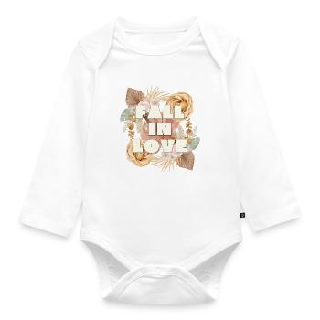 FALL IN LOVE - Romantisches Vintage Design - Baby Bio-Langarm-Body - Weiß - Vorne