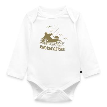 Kitesurfer Kind Ostsee Kiten Silhouette Meer - Baby Bio-Langarm-Body - Weiß - Vorne