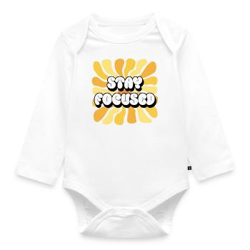 Stay Focused Positive Affirmations Sunflower - Organic Longsleeve Baby Bodysuit - white - Front