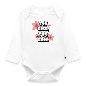 les filles, tu peux ! | Affirmations positives Rosa - Body Bébé bio manches longues - blanc - Devant