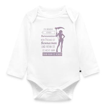 Schreiner Freundin Superheld Emilio Holzarbeiten - Baby Bio-Langarm-Body - Weiß - Vorne