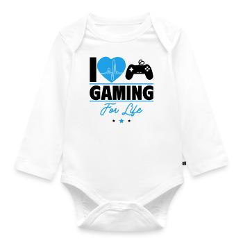 I love gaming forever – For all gamers! - Organic Longsleeve Baby Bodysuit - white - Front
