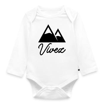 Vivez, idée cadeau noël, montagne, alpiniste - Body Bébé bio manches longues - blanc - Devant