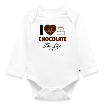 Schokolade-Liebe fürs Leben: Nur das Beste zählt! - Baby Bio-Langarm-Body - Weiß - Vorne