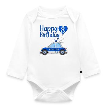 Joyeux anniversaire 8 Police - Body Bébé bio manches longues - blanc - Devant