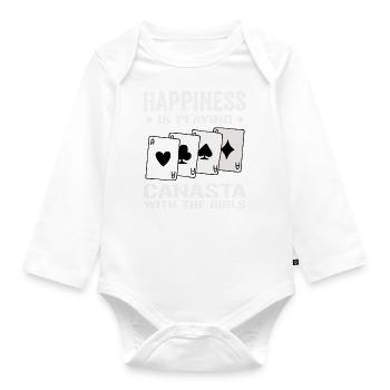 Happiness Playing Canasta With The Girls | Canasta - Body Bébé bio manches longues - blanc - Devant