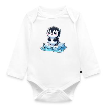 Penguin sweats floe melting South Pole - Organic Longsleeve Baby Bodysuit - white - Front