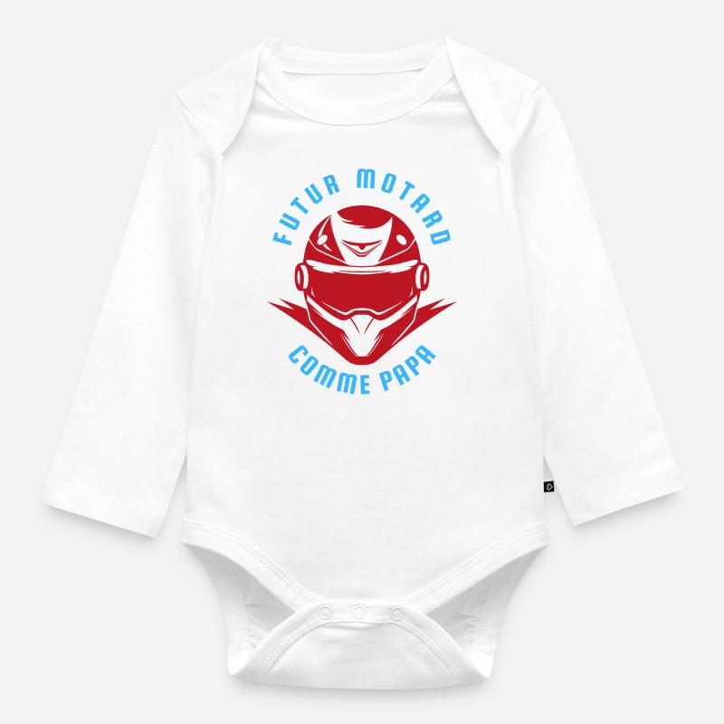 Futur Motard Comme Papa - Body Bébé bio manches longues - blanc
