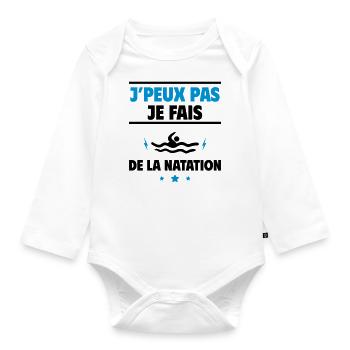 Je fais de la natation, nageur,nageuse - Body Bébé bio manches longues - blanc - Devant