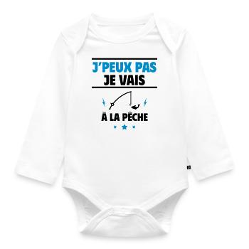 Je vais à la pêche, pêcheur, pêcheuse - Body Bébé bio manches longues - blanc - Devant