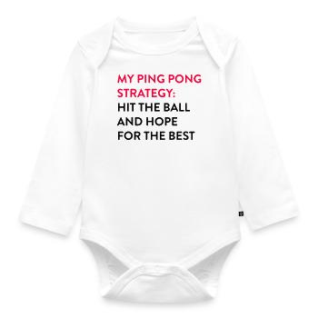 Ping Pong Strategy Shirt for Table Tennis Players - Organic Longsleeve Baby Bodysuit - white - Front