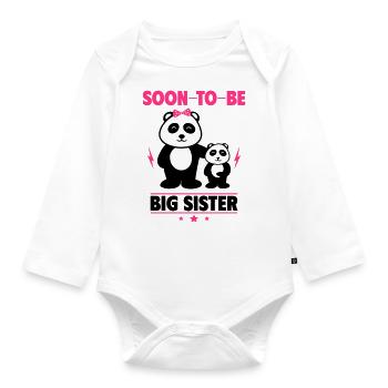 Bald große Schwester - Baby Bio-Langarm-Body - Weiß - Vorne