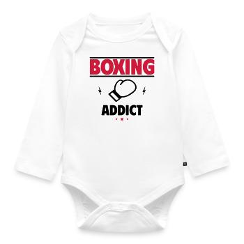 Boxing Addict – pour tous les passionnés de ring ! - Body Bébé bio manches longues - blanc - Devant
