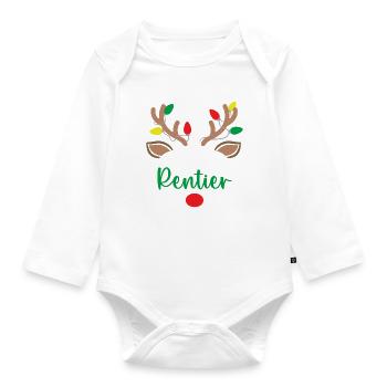 Rentier Baby Outfit Weihnachtsoutfit Weihnachten - Baby Bio-Langarm-Body - Weiß - Vorne