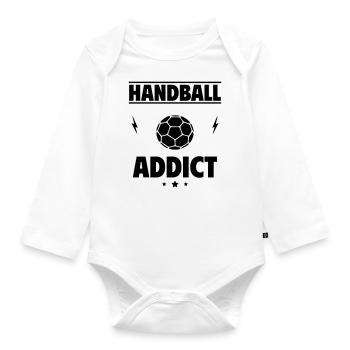 Handball süchtig - Baby Bio-Langarm-Body - Weiß - Vorne