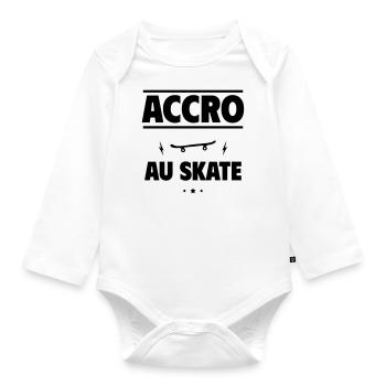 accro au skateboard - Body Bébé bio manches longues - blanc - Devant