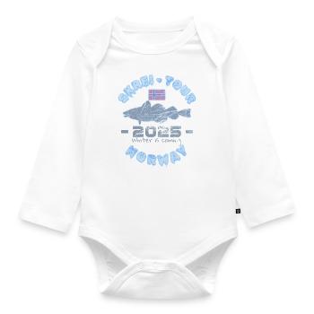 Skrei Tour Norway 2025 I Norway Fishing Cod - Organic Longsleeve Baby Bodysuit - white - Front