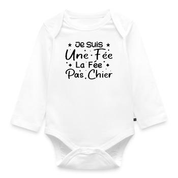 Ich bin eine Fee, die Fee, nicht Scheiße - Baby Bio-Langarm-Body - Weiß - Vorne