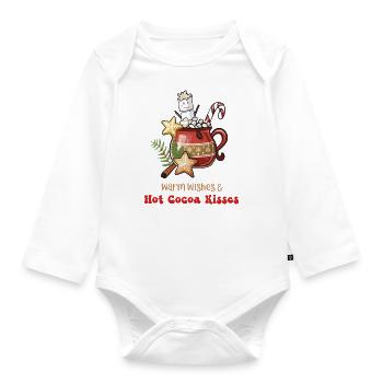 Hot Cacao, vœux chaleureux et baisers chauds au cacao - Body Bébé bio manches longues - blanc - Devant