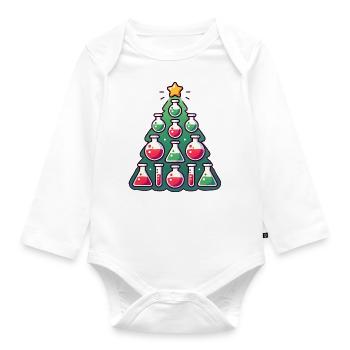Chemistry Christmas Tree Design - Organic Longsleeve Baby Bodysuit - white - Front